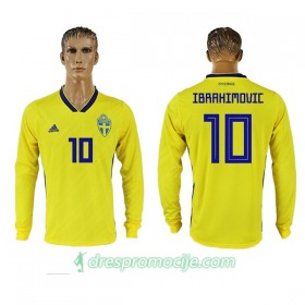 Švedska Dres Ibrahimovic 10 Domaći Svjetsko prvenstvo 2018 Dugim Rukavima